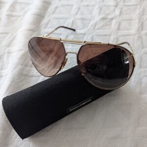Dolce & Gabbana Gold Aviator Sunglasses with Brown Lenses